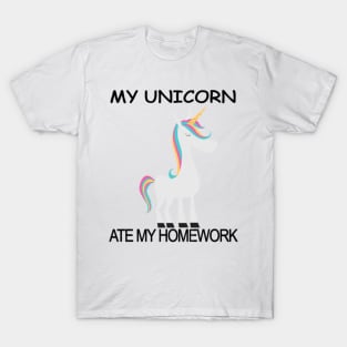 unicorn homework birthday girl women T-Shirt